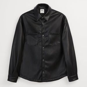 Zara Faux Leather Overshirt Jacket Men